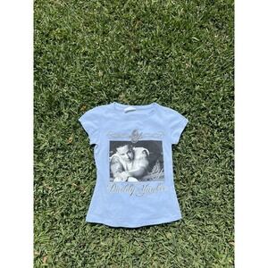 Vintage Y2K Daddy Yankee Rap Fitted Baby Blue Baby Tee T-Shirt Size Med